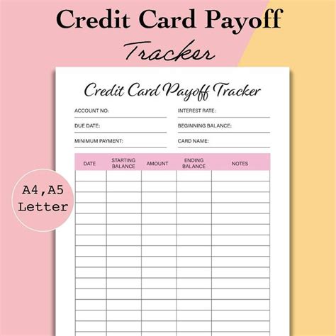 Free Printable Credit Card Tracker